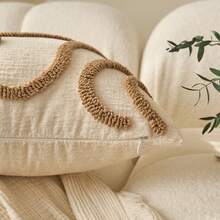 1 件极简波西米亚风格刺绣抱枕套，45*45 厘米，家用沙发装饰靠垫套，公寓枕套，床上用品配件