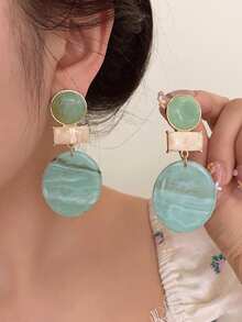 1 对复古树脂波浪夸张长耳环，引人注目的珠宝，适合女性派对、休闲海滩度假 - 耳環 - 查看 2