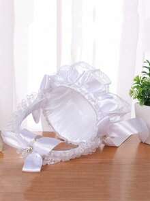 1pc White Flower Girl Basket For Wedding (White Style With Random Floral Pattern) (Due To The Variety Of Styles, All Are Handmade, And The Actual Item May Differ Slightly From The Detailed Photos, Please Refer To The Received Physical Product) - White - View 8
