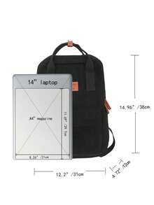 小号青少年背包，灯芯绒面料，轻便，适合高中和大学女生和男生，可容纳 14 英寸笔记本电脑，旅行包 - 綠色 - 查看 4