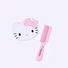 Sanrio 1 Stück süßes Mädchen Design Make-up Spiegel - 2-in-1 tragbarer Kamm und Spiegel, süßer Cartoon-Stil geeignet für alle Haartypen, ideal für Reisen und täglichen Gebrauch, perfektes Geschenk für Freundin und Mama