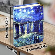 1Pc, 256Pages,Van Gogh Hardcover Colour Notebook, Stamped Hardcover Handbook, Multi-Style Planner, Diy Sticker Book, Horizontal Line/Grid Page Scrapbook, Kraft Paper Journal, Back To School - A5 - View 4