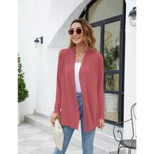 Newchoice Womens Casual Lightweight Long Sleeve Cardigan Soft Drape Open Front Fall Dusters (S-3XL) - Mawar Pudar - View 6