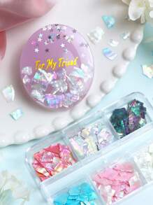 1 boîte de tranches de coquillages de sirène aurore, paillettes et sequins, paillettes irrégulières scintillantes, pour le remplissage de moules en résine époxy, fournitures de fabrication de bijoux DIY