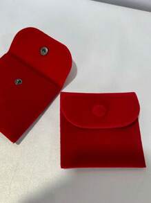 1PC Ins Style Red Dark Green Velvet Flap Jewelry Storage Bag Lightweight Double-Sided Velvet Buckle Travel Jewelry Storage Bags Essential For Womentravel Essentials Travel Accessories Travel Bag Vacation Holiday Back To School School Stuff Jewellery Box Jewelry Organizer