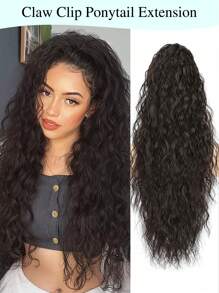 Ponytail Extension Claw 30" Long Curly Pony Tail Claw Clip In Hair Extension Fluffy Natural Looking Synthetic Hairpiece For Women