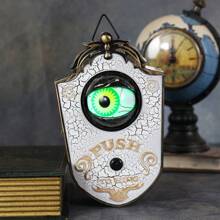 Timbre de Halloween con un solo ojo, luz LED eléctrica decorativa con sonido que emite un globo ocular, timbre para barra, truco para habitación secreta, accesorios, pilas no incluidas.