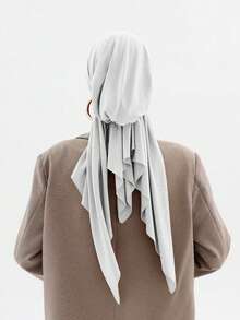 1 件女士纯色长飘逸领带中东阿拉伯经典时尚优雅休闲百搭头巾帽，适合日常户外穿着