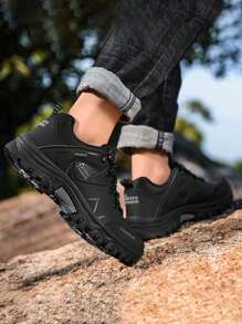 Men's Waterproof Hiking Shoes - Non-Slip, Durable Outdoor Adventure Sneakers With Rugged Rubber Sole, Lace-Up Design, Gray & Blue For Hiking, Trekking & Casual Wear, Spring Autumn Shoes | Modern Laceup Shoes | Durable Rubber Sole, Hiking Accessories