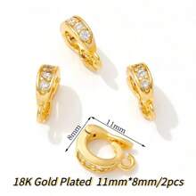 2 stuks 18K verguld messing metalen inleg zirkonia scharnierende hanger enhancer borgsluitingen DIY sieraden maken accessoires