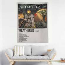 1 pieza Tapiz minimalista con portada de álbum de la banda de rock Creed, se puede personalizar con tu nombre o imagen, decoración colgante para el dormitorio, un buen regalo para novio/novia, Navidad, ideal para sala de estar, dormitorio, decoración del hogar, bandera de habitación, tapiz de habitación - Multicolor - Ver 3