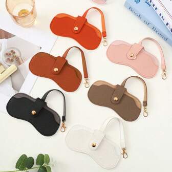1pc Summer Sunglasses Storage Case, Leather Glasses Pouch Portable Hanging Eyeglass Organizer Case For Travel