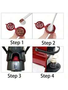 4PCS Reusable Coffee Capsules Cup With Spoon Brush Coffee Filter For Coffee Accessories Coffee Machine Strainer Mesh School Supplies