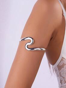 1pc 18K Gold Plated Stainless Steel Geometric Bracelet, Suitable For Holiday And Daily Wear - Geometry - View 2