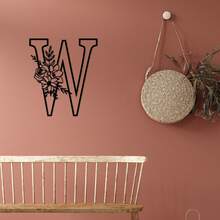 1 pieza Cartel de metal con Flor y Letra, Combinación personalizada de nombres, letras iniciales y palabras, Decoración de pared de arte de metal, Decoración DIY de fondo de boda, Regalo para el hogar