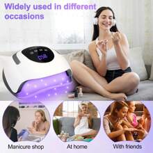 LED UV Lamps For Gel Nails, 220W UV Nail Lamp, Professional Faster UV Nail Dryer With 4 Timers, Touch Screen, Automatic Sensor, Portable Handle Nail Art Light Tools For Curing Gel Nail Polish