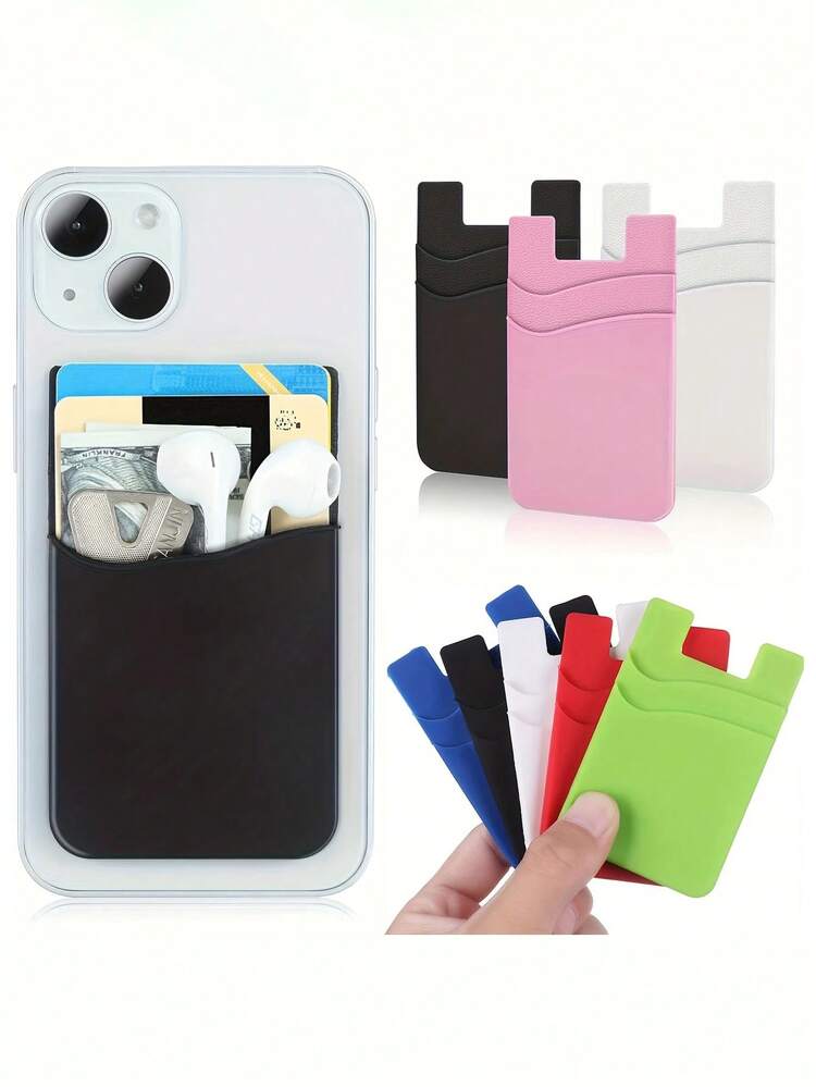 1/2pcs Phone Wallet Adhesive Card Holder, Suitable For Phone Back, 1/2  Pocket Design, Silicone Material, Can Hold Credit Cards, Phone Case,  Silicone Material, Can Be Adhered To Phone Case, Suitable For Most