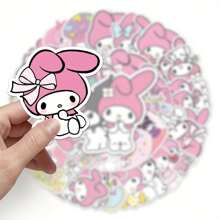 Sanrio 50/100pcs Sanrio Melody Adorable Doodle Cartoon Cute Animation Stickers For Water Cups, Notebooks, Luggage, Suitable For Back To School, Education Supplies