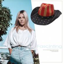JEWELRYWE American Flag Jazz Hat, Curved Brim, Vintage Equestrian Riding Bowler Hat, Men's And Women's Cowboy Hat