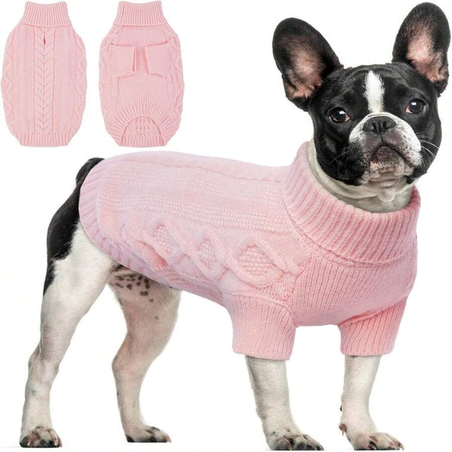 Suéter tejido para perros, ropa de mascota cálida adecuada para perros pequeños y medianos, tejido suave y grueso - Burdeos - Ver 1