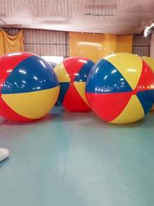 巨型充气沙滩球 - 红色、黄色、蓝色 PVC 室内外派对游戏、家庭聚会、沙滩运动和后院活动 - 无需电源，玩具 - 彩色 - 查看 2