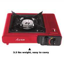 Aoran Portable Camping And Barbecue Stove, Korean Kitchen Camping Butane Burner Stove, With Safety Lock And Piezoelectric Ignition Device, Outdoor Camping Stove, With Overvoltage Protection Function, Suitable For Hiking, Red - Đỏ - Xem 4
