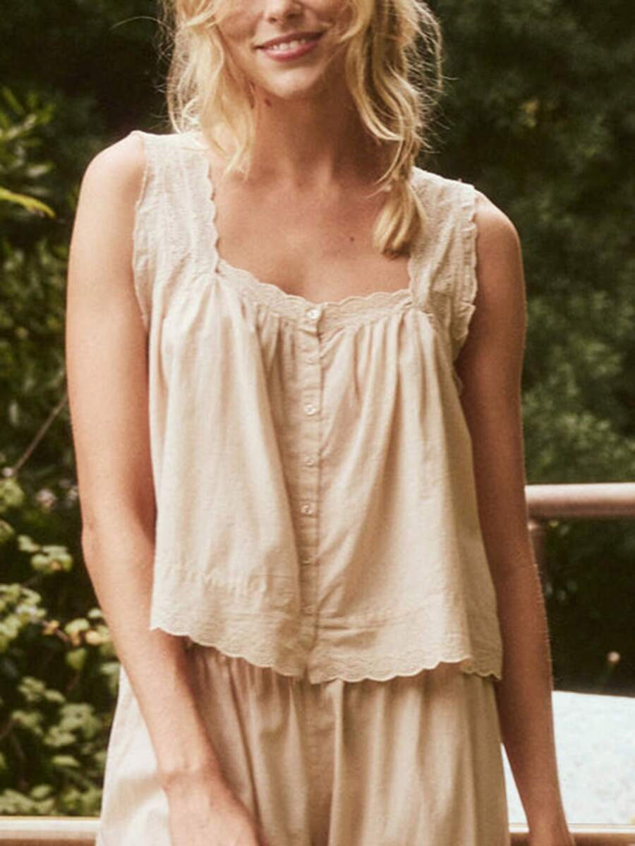 Womens Square-Neck Ruffle Tank Tops Casual Sleeveless Blouses Summer Shirt Blouses - White - View 1