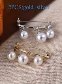 Faux Pearl Anti-Glow Neckline Button Pin, Waist Pin, Atmospheric And Elegant Fixed Clothes Button Pin, Teen Girls Waist Goddess, A Pin Anti-Glow Goddess