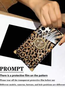Cheetah, Leopard Print 1pc Rectangle Leopard Print Phone Case Compatible With Samsung Galaxy Galaxy Z Flip3, Z Flip4, S23 FE, S20+, S20U, S21U, S22U, S23U, OPPO A38, A18, A78 5G, A98, A79 5G, Realme C53, C55, Redmi Note12 Pro+ 5G, Note13 Pro, Vivo Y36 5G. It Has A Protective Film On The Pattern, Please Remove It Before Use.
