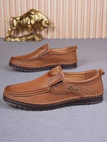 Zapatos náuticos casuales premium para hombres, diseño minimalista de moda, parte superior de tela suave, suela exterior duradera y antideslizante transpirable, adecuado para uso diario, oficina, exteriores, talla grande - Marrón - Ver 6