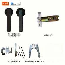 Graffiti Smart Fingerprint Door Handle Lock - Wireless, Battery Powered, 3 Unlock Modes (Fingerprint, Key, App), Wireless Enabled, Touch Sensor, Compatible With Smart Living, Suitable For Home, Restaurant, Office, Apartment, Bedroom - Black Metal Security Handle, Battery Free, Portable Door Lock