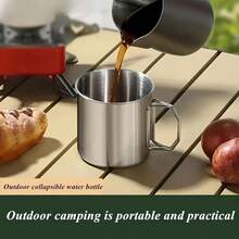 1 pieza de taza plegable de acero inoxidable 304 para exteriores, adecuada para campamento, senderismo y almacenamiento portátil para beber, también conocida como taza. - Multicolor - Ver 3