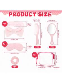 Bộ 6/12/18/36 món đồ dùng tiệc ngủ spa dành cho phụ nữ, bao gồm mũ trùm đầu spa màu hồng, mặt nạ ngủ mắt màu hồng, dây buộc tóc nhung màu hồng, gương màu hồng, lược và túi đựng đồ trang điểm trong suốt màu hồng, bộ quà tặng hoàn hảo cho tiệc spa, tiệc qua đêm, tiệc đồ ngủ và tiệc độc thân - Hồng - Xem 4