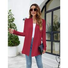 Newchoice Womens Casual Lightweight Long Sleeve Cardigan Soft Drape Open Front Fall Dusters (S-3XL) - Dark Red - View 4