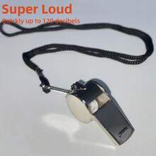6pcs Stainless Steel Whistles With Lanyards, Loud & Clear Sound, Ideal For Coaches, Referees & Officials - Silver - View 2