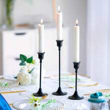 3pcs Set Vintage Brass Gold Metal Cone-Shaped Candle Holders, Elegant Modern Decorative Centerpiece Candlesticks, Suitable For Fireplace, Wedding, Housewarming Gift, Candle Holders, Cone-Shaped Vintage Brass Gold Candle Holders For Fireplace, Party, Restaurant, Home Decor, Wedding Centerpiece, Candlelight Dinner (Candles Not Included)