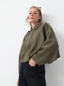 HZXVIC Women's Casual Comfortable Suede Fleece Jacket, New Autumn Collection - Army Green - View 6