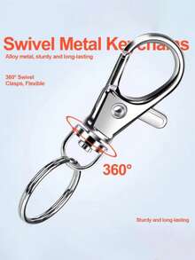 20/40/60/100个钥匙圈，带钥匙环，钥匙扣夹带环，适用于挂绳饰品DIY工艺品（10/20/30/50个金属龙虾扣 + 10/20/30/50个开口钥匙圈）（35毫米）钥匙链套装