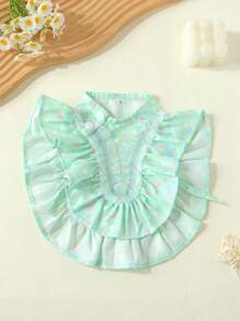 1 pieza Ropa para mascotas suave y linda, nueva y transpirable, Vestido de princesa con diseño fruncido y de lunares de dos tonos, arnés con anillo para correa para perros pequeños, liviano para primavera/verano