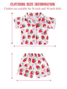 Fits 16-18 Inch Reborn Doll Clothes, 2Pcs Strawberry Pajama Set For 43CM Doll Outfit (Doll Not Included) - Multicolor - View 5