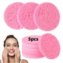 100%天然纤维素纤维心形洁面海绵，可重复使用，适用于面部清洁和去角质。 - 粉色 - 查看 34