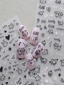 1 件黑猫狗卡通可爱美甲贴纸卡哇伊小狗涂鸦动物美甲贴花 DIY 线条小狗蝴蝶结设计贴花 DIY 线条小狗蝴蝶结设计贴花美甲装饰 - 彩色 - 查看 7