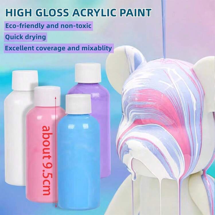 1件（流体熊白色底色，不含绘画套装）DIY礼物涂鸦绘画小雕像，流体熊颜料着色流体酷熊绘画创意绘画颜料DIY绘画套装创意家居装饰手工娃娃小雕像玩偶生日情人节礼物【款式随机，颜色随机有色差】 - 彩色 - 查看 10