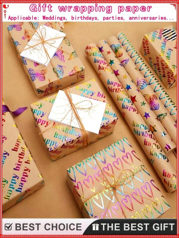 118,11*17 polegadas por rolo, papel de embrulho de presente de alta qualidade, papel para presente de aniversário, papel para presente de festa, ouro de alta qualidade e alta qualidade, adequado para: papel de embrulho de presente, papel de embrulho de flores, papel de embrulho, artigos para festas, artigos para floricultura, faça você mesmo, casamento, floricultura, presentes de aniversário, pedido de casamento, Halloween, Natal, volta às aulas, Ação de Graças, Dia das Mães, Dia dos Pais, aniversário