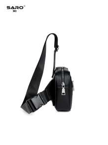 Men's Diagonal Shoulder Bag, Vintage Print, Side Pocket, Messenger Bag, Chest Bag, Waist Bag, Multipurpose, Suitable For Commuting & Leisure, Minimalist Style, Black, Great Gift For Boyfriends, Fashionable