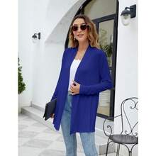 Newchoice Womens Casual Lightweight Long Sleeve Cardigan Soft Drape Open Front Fall Dusters (S-3XL) - Royal Blue - View 7