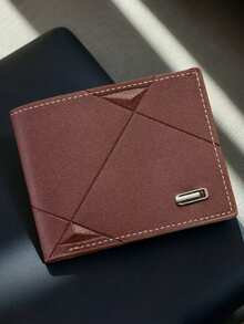 1-3pcs/Set Fashionable Plaid Soft Wallet, Men's PU Leather Short Wallet, Large Capacity Multi-Card Slots Design, Can Hold Large Bills, Coin Purse, Credit/Bank Card/ID/Photo Slots, Business & Casual Style, Ideal Gift For Men's Birthday Or Partner, Unisex Design - Multicolor - View 5