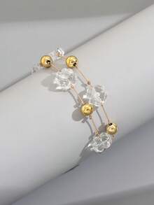 1pc Simple Geometric Floral Layered Bracelet For Women - Multicolor - View 6