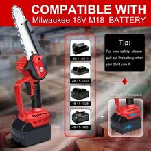 Cordless Mini Chainsaw 6 Inch For Milwaukee 18V M18 No Battery Brushless Portable Electric Chain Saw Tool For M18 Small Handheld Chainsaw For Pruning Shear Branch Wood Cutting Tree Trimming - Red - View 2