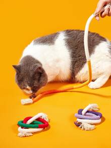 PETSIN 寵物牙齒清潔和磨牙繩玩具,耐用和自我娛樂的貓玩具 - 彩色 - 查看 2